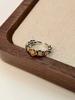 Diosa Floral Griega Anillo Viejo de Flor Azul Retro Anillo Abierto de Moda de Lujo Ligero de Alta Gama para Mujeres