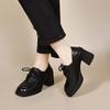 Mocasines de Suela Gruesa para Mujer 2025 Impermeables Plataforma Tacón Grueso Con Cordones Planos Negro Estilo Británico Zapatos Pequeños de Cuero Zapatos de Doble Uso Boca Profunda