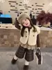 Pantalones de forro polar para niñas, colección otoño e invierno, nuevo estilo 2026, pantalones largos casuales de moda para bebés, pantalones rectos de pierna ancha engrosados para niños