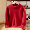 Nuevo suéter de lana grueso de cuello medio para niños de otoño e invierno, camiseta básica de punto de lana versátil para niños y niñas