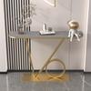 Mesa de Entrada de Luxo Leve Armário Decorativo para Entrada de Casa Mesa de Entrada Semicircular Simples Moderna em Placa de Rocha Estilo Chinês Novo Criativo