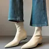 Botines Cortos Estilo Coreano Puntiagudos Aumentadores de Altura para Mujer 2026 Otoño/Invierno Nuevas Llegadas con Felpa Versátiles de Poner Tacón Bajo Suela Suave Botines Adelgazantes