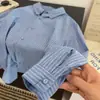 Moda Otoño 2026 Nuevo Estilo Coreano Camisa de Manga Larga con Rayas Verticales y Cuello de Solapa a la Moda para Mujer, Corte Holgado, Adelgazante, Abrigo Versátil