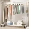 Secador de ropa de pie para interiores para uso doméstico, apto para dormitorios, plegable, de una sola barra, simple, retráctil y móvil, para colgar ropa, sombreros y otros artículos
