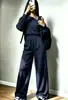 721 Outono/Inverno Novo Cruzamento de Fronteira Europeu e Americano Roupas Femininas: Conjunto de Duas Peças: Moletom Justo com Gola Off-Shoulder e Cintura Marcada + Calça Wide Leg com Bolsos