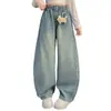 Jeans para niñas primavera y otoño 2026 nuevos elegantes y a la moda casual pantalones curvos de otoño para niñas mayores