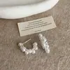 Pendientes Curvos de Racimo de Flores de Circonita Perla para Mujer Franceses Lujo Ligero Personalidad Moda Tendencia Temperamento Pendientes de Oficina Pendientes