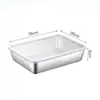 Crisper Retangular de Aço Inoxidável Placa Quadrada Prato de Jantar Bacia Quadrada com Tampa Grau Alimentício Caixa de Lanche para Feira Piquenique Caixa de Almoço Transfronteiriça