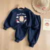 Conjunto de Sudadera con Dibujo de Oso de Caricatura para Niña Bebé 2026 Nuevo Estilo Coreano Conjunto de Dos Piezas Casual Elegante