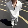 Sudadera Polo Versátil de Manga Larga con Cremallera a Media Altura y Cuello Camisero Estilo Otoño Americano Hombro Derecho para Hombre