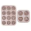 Molde para Hornear Bizcochos Huecos tipo Donut de 12 Cavidades, Antiadherente Dorado, con Forma de Corazón, Redondo, con Forma de Flor para Bizcochos Huecos y Pan