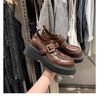 Sapatos de Couro Uniforme Estilo Celebridade da Internet para Mulheres, Mocassins de Solado Grosso de Alta Qualidade, Sapatos de Couro Retrô Estilo Britânico para Mulheres, Versátil