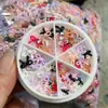 Caixa com 6 Compartimentos para Manicure Transfronteiriça Recorte Laço Joias de Resina Japonês e Coreano Laço de Unha Francês Decoração de Unha DIY