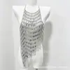 Nova Roupa de Praia Transpassada com Diamantes Vazados, Peça de Roupa Externa Sexy para Meninas Quentes, Top de Biquíni com Corrente Feito à Mão