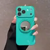 Adequado para Capa de Celular com Suporte Giratório Iphone18Promax, Vidro Tipo Gelo, Capa Protetora Espelho de Maquiagem Apple 17