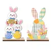 Artesanato de Páscoa para Desktop de Novo Produto Transfronteiriço Enfeites Europeus e Americanos Centro de Mesa de Cozinha Enfeites Decorativos de Madeira de Coelho