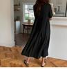 PXT2021 - Vestido de gasa holgado de manga corta estilo coreano para mujer, vestido largo plisado de cintura alta y corte ajustado para verano