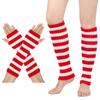 Luvas de lã listradas transfronteiriças, meias de outono e inverno, meias de lã tricotadas quentes, combinação de cores, luvas longas, conjunto