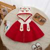 Capa de Bebé Invierno Forrada de Polar Capa Infantil Estilo Chino Capa con Capucha para Bebé Capa Gruesa a Prueba de Viento para Bebé
