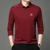 Camisa Polo de Manga Larga con Cuello de Solapa para Hombre de Primavera y Otoño Camiseta Casual Sencilla para Hombre con Estampado de Letras para Hombre