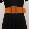 Estilo Coreano Simples Elegante Fivela de Pino Prateada Cinto Anti-Camurça Camurça Cinto de Camurça Feminino Dupla Face Duas Camadas Vedação de Cintura de Couro Bovino