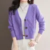 Cárdigan de Punto Retro Japonés y Coreano para Primavera y Otoño Chaqueta con Cuello en V para Mujer 2025 Exterior Jacquard Estilo Retro Tejido de Punto Holgado