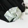Pañuelo de Seda Floral Artístico y Fresco, Pañuelo Cuadrado Pequeño para el Cuello, Estilo Coreano, 58cm, Pañuelo de Seda 100% Algodón, Tacto de Alta Gama, Cinta para el Cabello, Pañuelo Decorativo para el Cuello