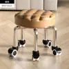 Banqueta Baixa Doméstica com Rodízios Giratórios, Banquinho Pequeno para Crianças Aprendendo a Andar, Banqueta para Manicure e Costura, Banquinho Pequeno