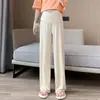 Pantalones de verano para maternidad con protección solar de seda helada con soporte cruzado abdominal, pierna ancha, cintura alta, suaves y transpirables, talla grande, adelgazantes, adecuados para usar como prenda exterior