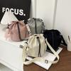 Novo Estilo Bolsa de Ombro Simples Cor Sólida Estilo Coreano Ins Cordão Portátil Bolsa Balde Moda Grande Capacidade Casual Transversal