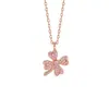 Colar Cruz Trevo da Sorte de Quatro Folhas Prata de Lei S925 para Mulheres Ouro Rosa Presente para Namorada Melhor Amiga Presente de Aniversário Corrente da Clavícula