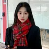 Cachecol Xadrez Vermelho de Natal para Mulheres no Outono e Inverno Estilo Coreano Imitação de Caxemira Luxo Acessível Alta Qualidade Cachecol Xale Quente