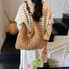 Bolso Tejido de Gran Capacidad para Mujer 2025 Nuevo Verano Vacaciones en la Playa Bolso de Paja Versátil Ropa de Trabajo Bolso Tote de Hombro