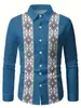 Camisas casuales de estilo étnico para hombre europeas y americanas con estampados geométricos, camisas de manga larga con un toque de alta gama, al por mayor