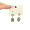 Aretes de Flor de Margarita Ámbar, Aretes de Botón Geométricos Modernos y Elegantes, Aretes Largos de Flor de Hielo con Pasadores de Plata 925