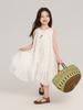 Vestido de Verão Pudding Haru para Meninas 2025 Novo Conjunto Doce e Artístico Infantil de Regata e Calças de Três Peças