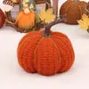 Novos itens decorativos de Ação de Graças e Festival da Colheita transfronteiriços, ornamentos e adereços de mesa de abóbora em tecido de malha preenchido com algodão PP