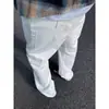 Jeans Rectos Blancos de Verano para Hombre Versátiles Cleanfit Calle Alta Americana Piernas Adelgazantes Alargadores de Pierna Pantalones Acampanados Modernos