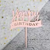 Banner Acrílico Rosa Azul happybirthday Tarjeta de Pastel Feliz Cumpleaños Decoración de Mesa de Postres para Fiesta