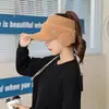 Moda Femenina Nueva Otoño e Invierno Versátil Forro Polar Engrosado Pompón de Ciervo Gorro de Punto Gorra de Béisbol Estudiante para Ciclismo Protección de Orejas