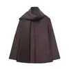 Moda femenina europea y americana transfronteriza AliExpress superventas bufanda casual de mezcla de lana abrigo corto chaqueta