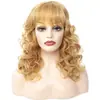 WW2-11 Peluca para Mujer Tocado Transfronterizo Nuevo Europeo y Americano Dorado Dorado Mediana Grande Rizada Peluca Tocado