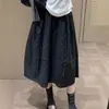 Saia de Bolinhas Estilo Coreano Feminina Outono Inverno Petite Formato Pera Saia Berkeley Cintura Alta Linha A Saia Guarda-Chuva Botão