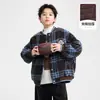 Ropa de Abrigo de Algodón Grueso Estilo Coreano a Cuadros de Lana para Niños Invierno 2025 Nueva Chaqueta de Algodón para Jóvenes y Niños