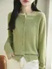 Cardigan de Punto Nuevo Estilo Primavera y Otoño 2026 para Mujer, Cuello Redondo Ajustado Tejido de Cable Pequeño Estilo Coreano Chaqueta Suéter de Manga Larga