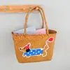 [Processamento Personalizado] Cesta de Vegetais Grande Capacidade Tecida com Palha Bolsa de Vime Manual Sacola Tote para Frutas Piquenique Vegetais