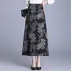 Saia Jacquard Dupla Face para o Trabalho com Temperamento Feminina Outono 2026 Novo Estilo Saia Estampada Justa ao Corpo Roupa Feminina Elegante Saia de Barra Larga