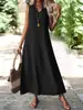 Amazon 2026 Verano Estilo Europeo y Americano Vestido Largo Elegante sin Mangas con Cuello en V y Cremallera en la Espalda para Mujer
