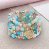 Itens Mais Vendidos Transfronteiriços: Pulseira com Pingente de Coração em Liga de Metal Estilo Boho, Pulseira Elástica de Contas Multicamadas