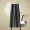 Pantalones de Moda de Otoño de Tiro Alto de Pierna Ancha para Mujer, Sueltos y Adelgazantes, Pantalones Casuales con Caída, Pantalones Simples para Traje de Oficina